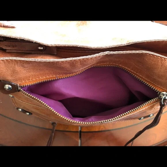 Tano Orange Distressed Glazed Leather Bucket Bag - Picture 9 of 16